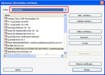 Exibir certificados